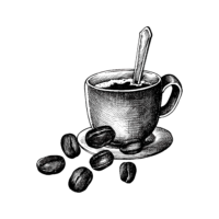 Cup of coffee, black and white