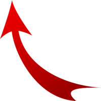 Red up arrow
