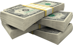 A bundle of money, dollars