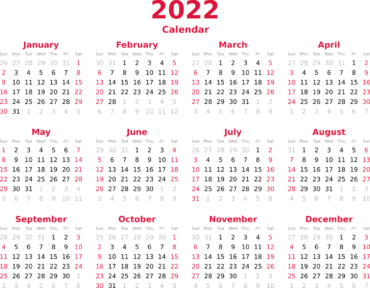 Calendar template, 2022