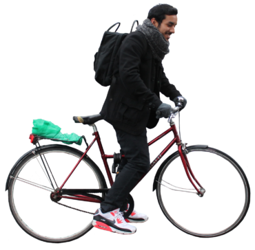 A man on a bicycle