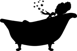 Silhouette, girl, bath, bubbles