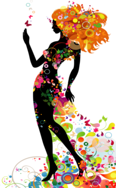 Woman, girl, flowers, silhouette