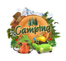 Camping, signboard, logo