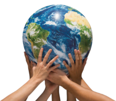 Globe in hand