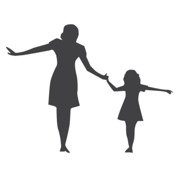 Silhouette of mom and daughter