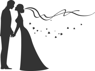 Silhouette, newlyweds, wedding