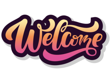 Logo, color lettering, welcome