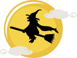 Sticker witch on a broom