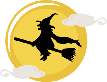 Sticker witch on a broom