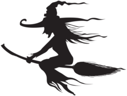 Stencil witch on a broom
