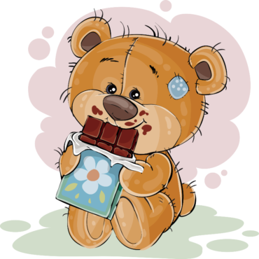 Teddy bear with a chocolate bar