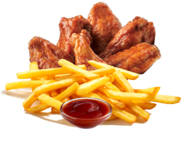 Wings with fries