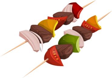 Barbecue on a skewer, vector