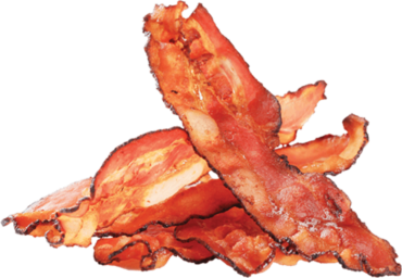 Fried bacon, food