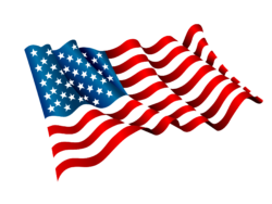 The American flag is fluttering in folds