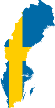 Sweden on the map with a flag