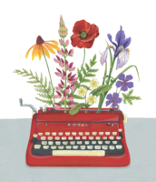 Typewriter with flowers