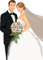 Bride and groom illustration