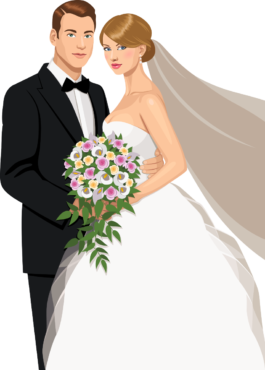 Bride and groom illustration
