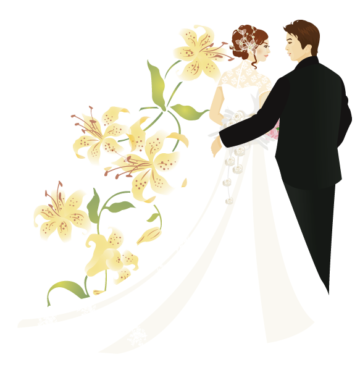 The bride and groom drawing