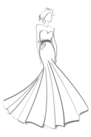 Sketch of a wedding dress, bride