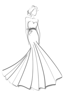 Sketch of a wedding dress, bride