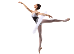 The ballerina is dancing