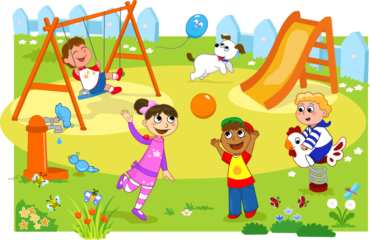 Children play on the playground