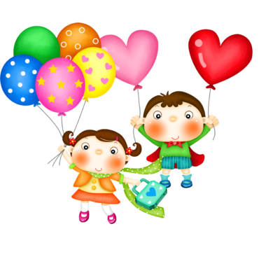 Girl and boy with balloons clipart