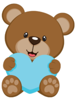 A bear with a blue heart