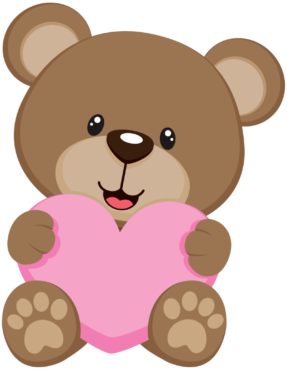 A bear with a pink heart