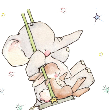 Png, elephant and bunny ride on a swing