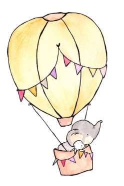 Elephant and bunny in a balloon, png