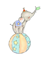 Elephant and bunny on a balloon, png