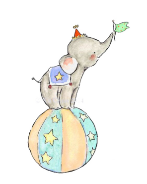 Elephant and bunny on a balloon, png