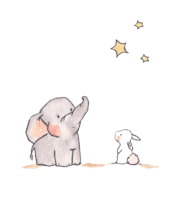 Elephant, bunny, stars, png