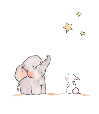 Elephant, bunny, stars, png