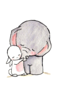 Cute elephant, hugs, png