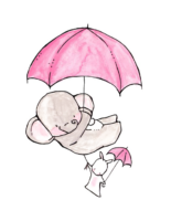 Elephant and bunny, umbrella, png