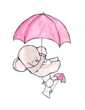 Elephant and bunny, umbrella, png