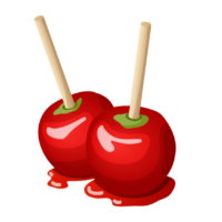 Apple in caramel illustration, PNG