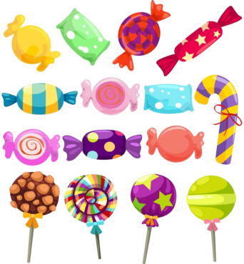 Multicolored lollipops, png
