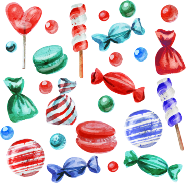 Candy lollipops watercolor, PNG