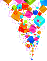 Multicolored cubes background, png