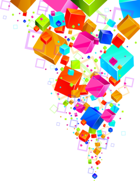 Multicolored cubes background, png