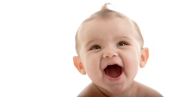 The child smiles