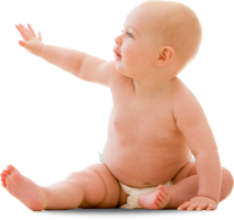 The baby is sitting