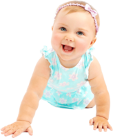 The baby is crawling