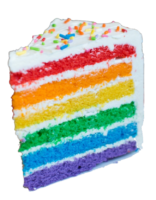 A piece of rainbow cake